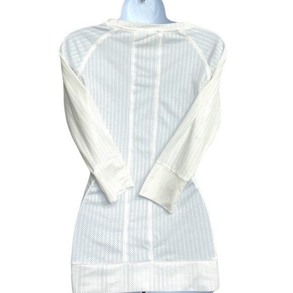 Fabletics Mesh Tunic Jacket Womens S White Full Zip Long Sleeve Athleisure Gym - Picture 2 of 4